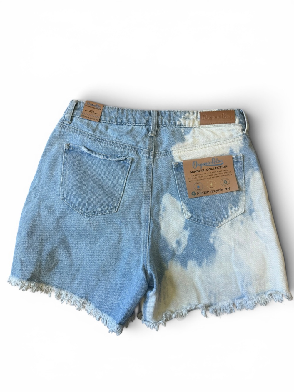 NWT | Organic Blue Vintage Fit Distressed Bleach Wash Denim Shorts - size 11 - Picture 2 of 4